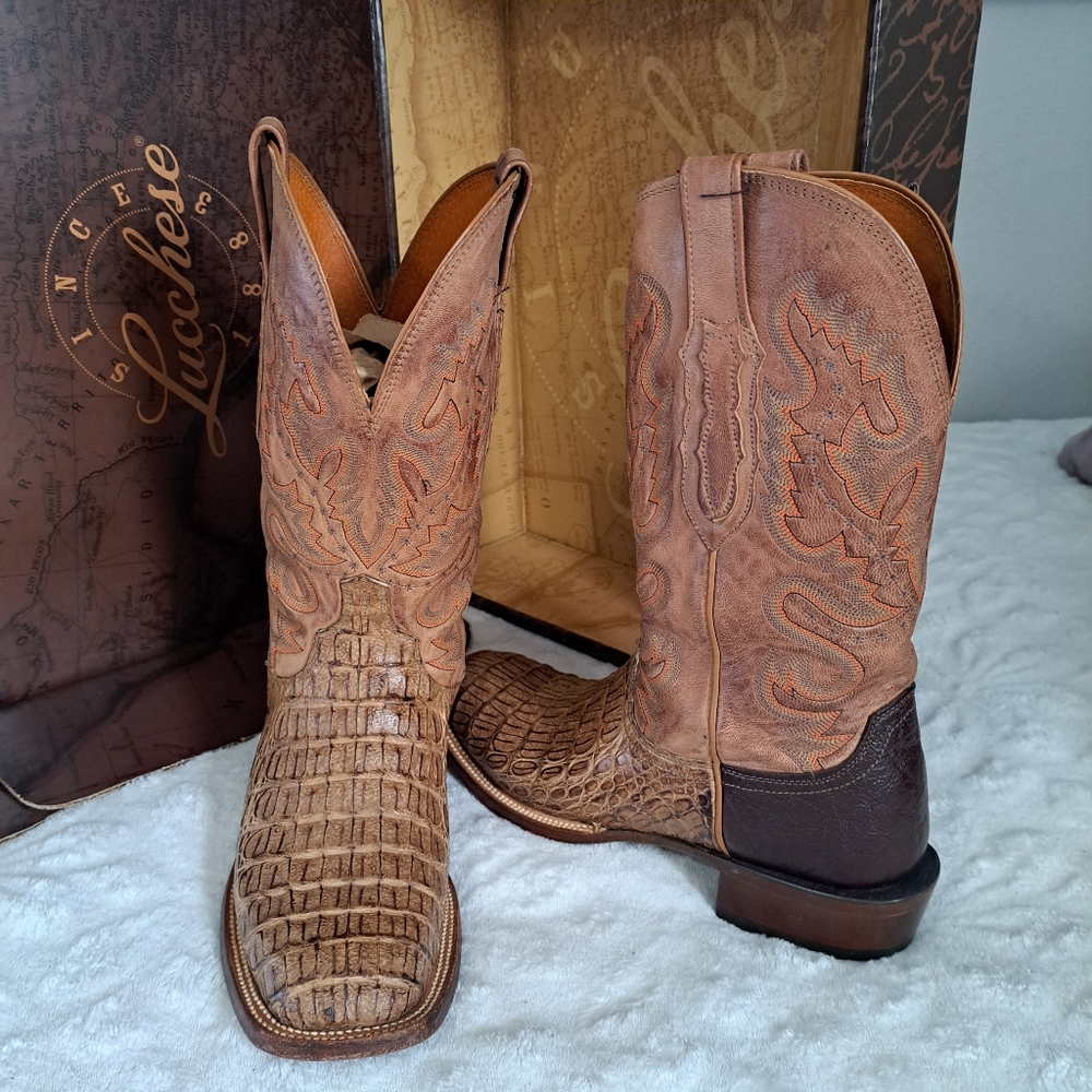 Lucchese Leather Western Boots Mens 9 1/2 D